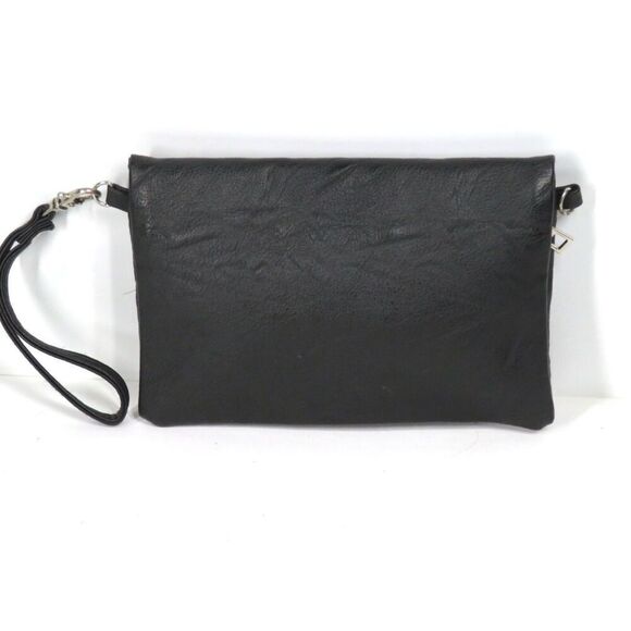 Black Leather Triple Zip Bifold Wristlet Wallet - Picture 2 of 7